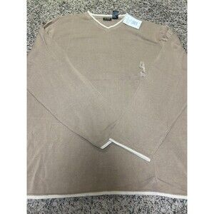 111 State‎ V-Neck Sweater Lightweight - Tan Brown - Men's Large